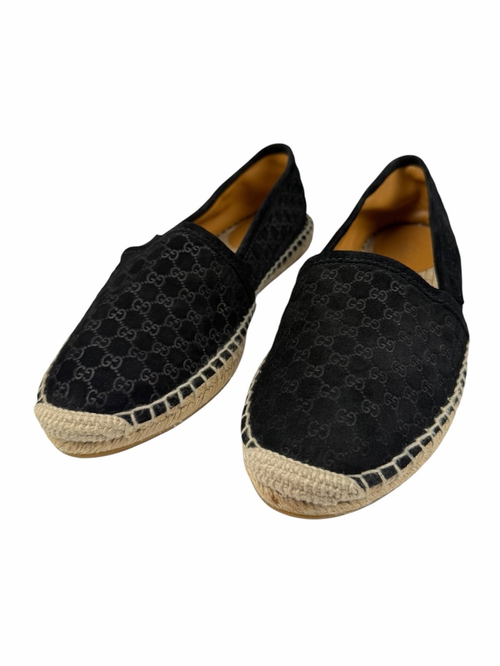Gucci Microguccissima Pattern Suede Slip-On Espadrilles Flats In Black Size 37.5 - Picture 9 of 13